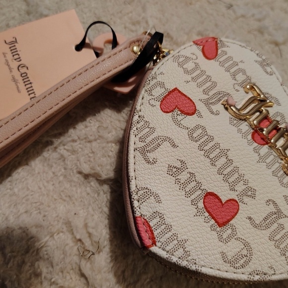 Juicy Couture Handbags - Juicy Couture Cream and Red Heart Pouch New with tags